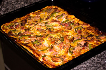 DELICIOSA PIZZA CON DIVERSOS INGREDIENTES