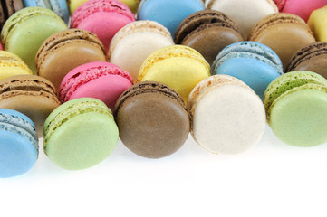 Obraz premium Colorful macarons isolated on the white background