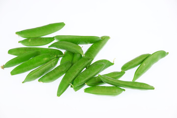 close up on sugar pea isolated on white background