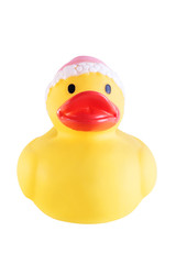 yellow plastic rubber ducks, bathing toy for kids, isolated on white background