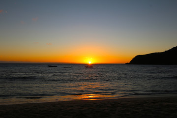 Fototapeta na wymiar Lights of sunset on Octopus Beach, Waya Island, Yasawa, Fiji