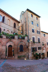 Fototapeta na wymiar Street view of tuscany old town Certaldo, Italy