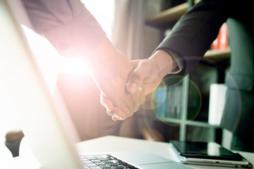 Business people shaking hands, success business of Logistics