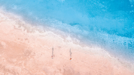 Person and Lake Landscape. Aerial View to show the vastness of the lake