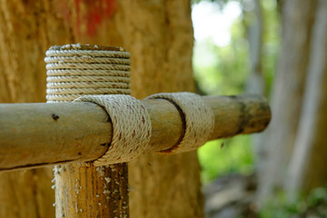 the close up of Bamboo rope.