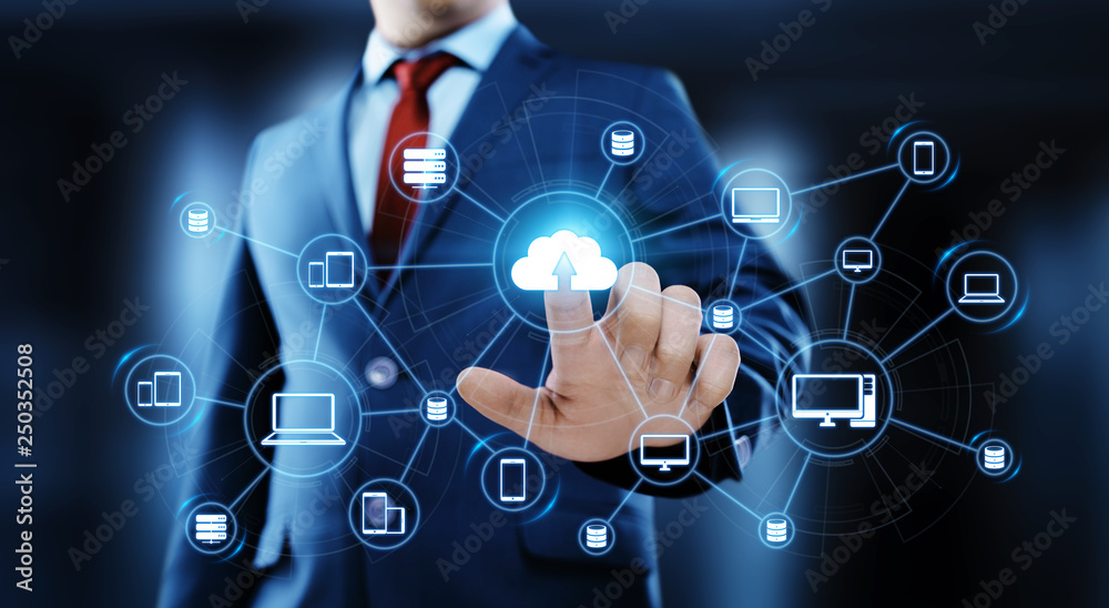 Wall mural cloud computing technology internet storage network concept