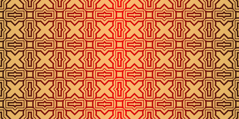 Geometric Pattern, Lace Geometric Ornament. Ethnic Ornament. Vector Illustration. For Greeting Cards, Invitations, Cover Book, Fabric, Scrapbooks. Sunrise red color