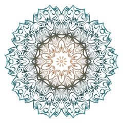 Floral Color Mandala. Arabic, Indian, Motifs. Vector Illustration. Brown pastel blue color