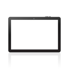 Black tablet mock up on white isolated. Top view. Vector.