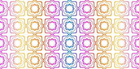 Unique, Abstract Geometric Pattern. Seamless Vector Illustration. For Fantastic Design, Wallpaper, Background, Fantastic Print. Rainbow neon gradient color