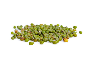 Image of mung bean on white background. Food.