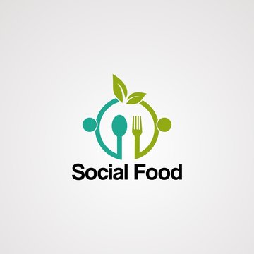 social logo vector with human hug and leaf concept, element, icon, and template for company