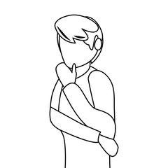 young man thinking gesture