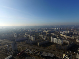 Modern residential area of Kiev at winter time (drone image). Kiev,Ukraine