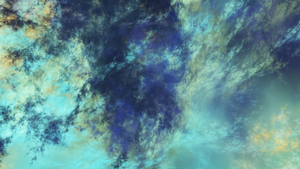 Naklejka na ściany i meble Abstract blue fantastic clouds. Colorful fractal background. Digital art. 3d rendering.