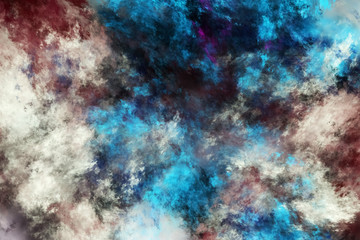 Fototapeta na wymiar Abstract blue and brown fantastic clouds. Colorful fractal background. Digital art. 3d rendering.