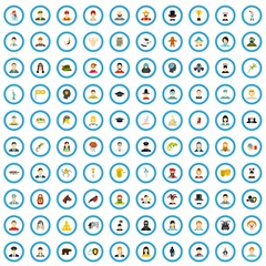 100 avatar mastery icons set in flat style for any design vector illustration