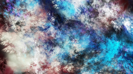 Plakat Abstract blue and brown fantastic clouds. Colorful fractal background. Digital art. 3d rendering.
