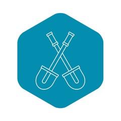 Two shovels icon. Outline illustration of two shovels vector icon for web