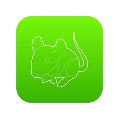Rat icon green vector isolated on white background