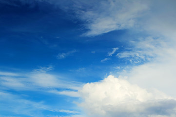 Obraz premium white cloud and blue sky background.