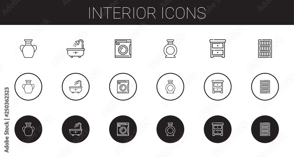 Wall mural interior icons set