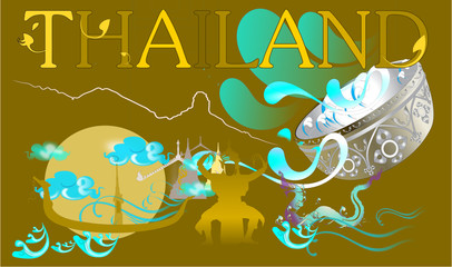 Thailand Travel design pattern line Thai decoration.