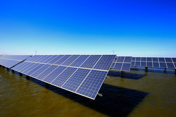 Solar panels on the water