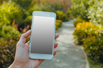 Closeup of female hand using a smart phone