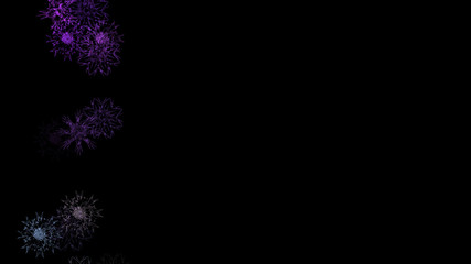 Abstract background with a variety of colorful snowflakes. Big and small.