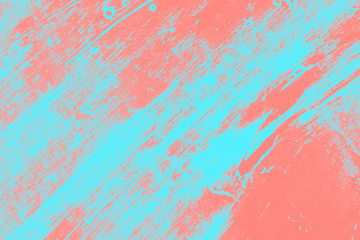 Fototapeta na wymiar abstract coral pink and light blue paint grunge brush texture background