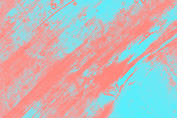 abstract coral pink and light blue paint  grunge brush texture background