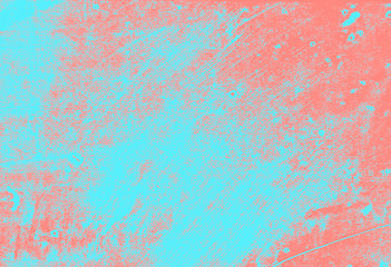 abstract coral pink and light blue paint  grunge brush texture background