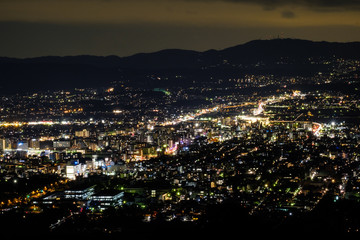 奈良県奈良市若草山の夜景　新日本三大夜景　2019年2月　