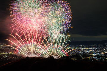 若草山の花火　奈良　奈良公園バースデー花火　2019年2月
