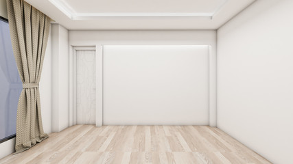 The interior design of empty room and living room modern style with window or door and wooden floor. 3d Render
