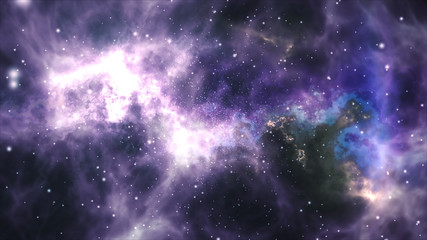 Space flight through the nebula.