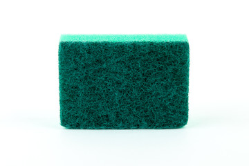 Sponge for wash utensil. isolated on white. Selective focus.