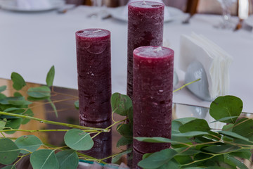 red candles on the table newlywed decor