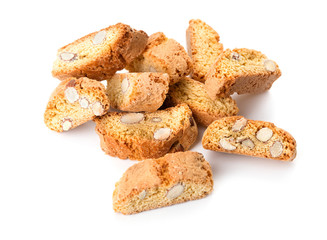close-up view of biscotti cookies isolated on white background