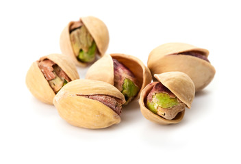 heap of pistachio isolated on white background