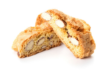 close-up view of biscotti cookies isolated on white background