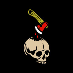 SKULL WITH AXE COLOR BLACK BACKGROUND