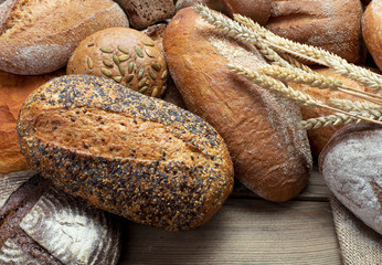 fresh bread on wooden table