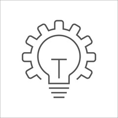 Vector innovation icon. Light bulb and gear. Premium quality graphic design element. Modern sign, linear pictogram, outline symbol, simple thin line icon
