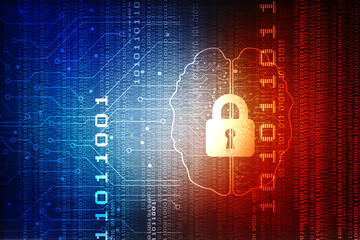 2d illustration Safety concept: Closed Padlock on digital background