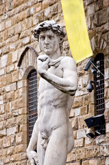 Obraz premium statue of Michelangelo's David in Florence in front of Palazzo Vecchio