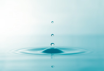 Water droplets on surface water background