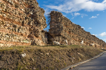 Fototapeta premium The ancient wall of Roman city of Diocletianopolis, town of Hisarya, Plovdiv Region, Bulgaria