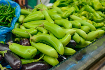 Purple and green eggplants